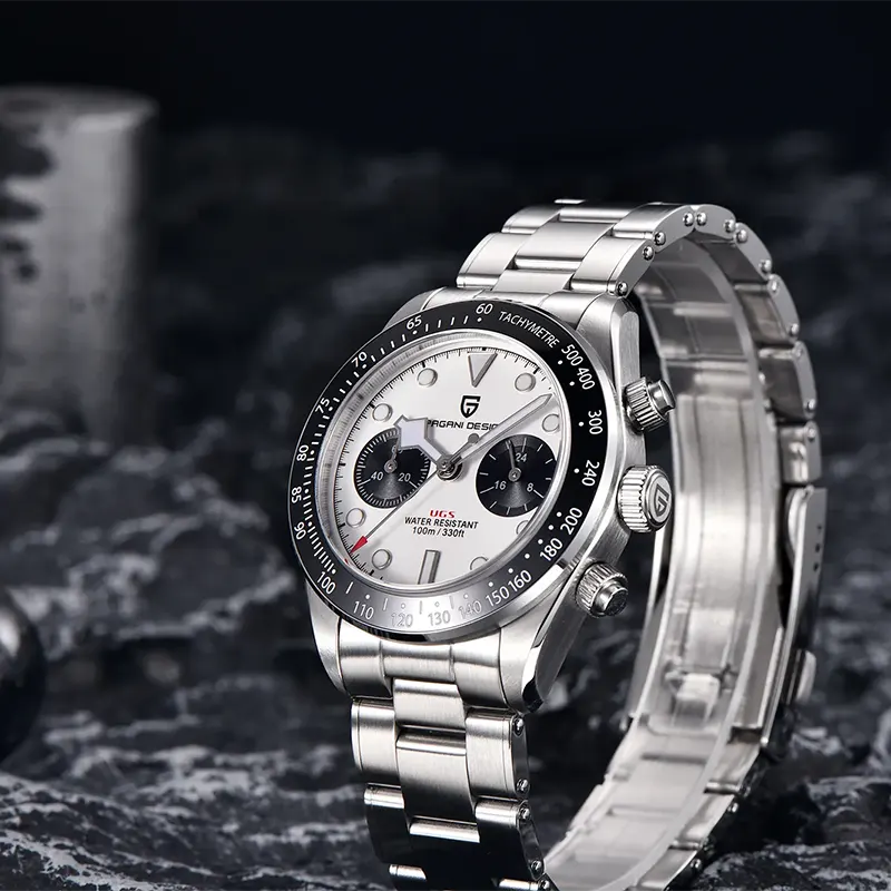 Pagani Design PD-1718 Black Bay Chrono White Dial Men's Watch